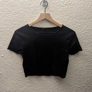 Zara black lettuce edge crop top